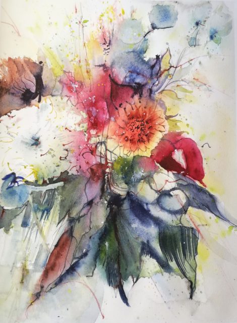 Blumen Aquarelle im Herbst